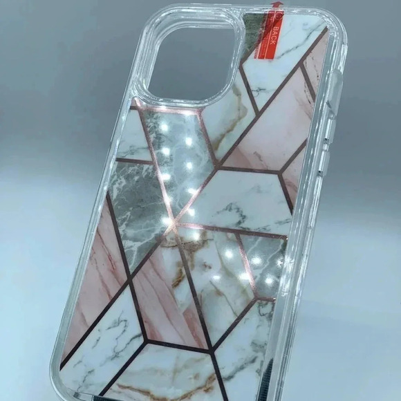 Other - Marble Geometric iPhone 11 Case – Pink & Gold